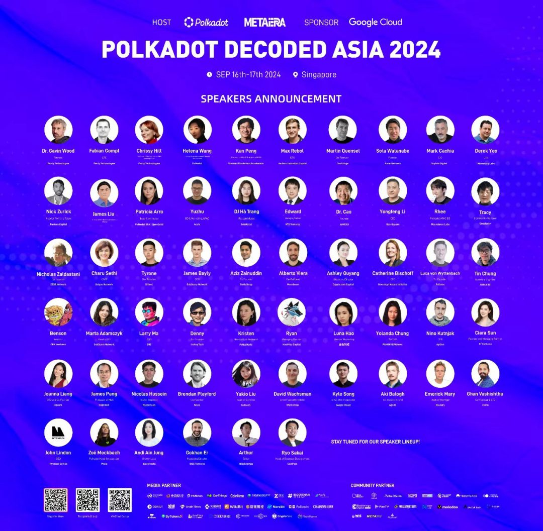 MetaEra 抢先揭秘：Polkadot Decoded Asia 2024 神秘嘉宾阵容，免费体验机会限时开放！